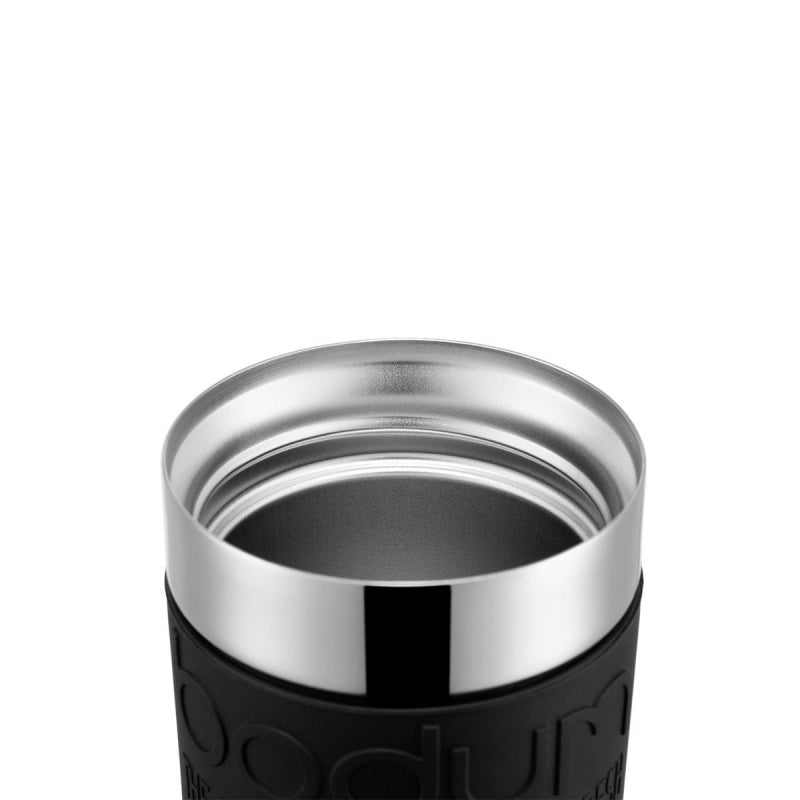 BODUM TRAVEL PRESS SET COFFEE MAKER WITH EXTRA LID, VACUUM, 0.35 L, 12 OZ - BLACK