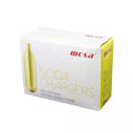 Box of mosa soda chargers on a white background