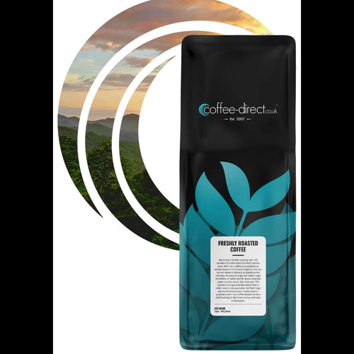 Coffee Direct packaging with scenic background